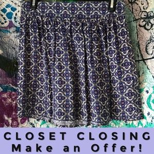 Living doll blue red cream patterned skirt